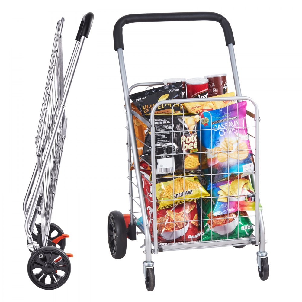 JY-BkM - Compact 110 lbs Capacity Folding Cart for Groceries & Laundry