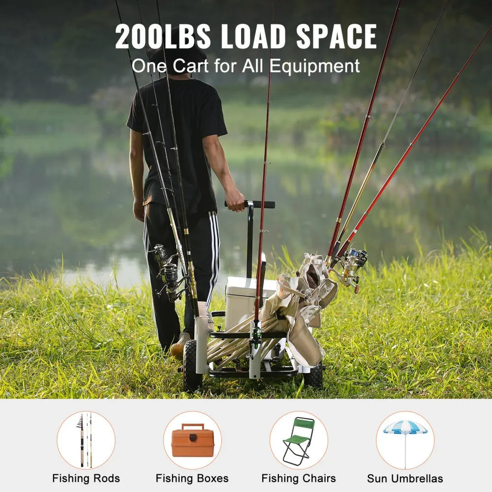 YK-200 - Heavy-Duty Beach Fishing Cart with 200 lbs Capacity & 11-Inch Tires