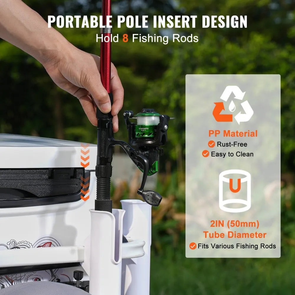 YK-300 - Durable 300 lbs Beach Fishing Cart with 8 Rod Holders & 13" Wheels