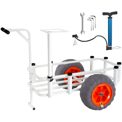YK-400 - 41.5" Aluminum Fishing Cart with 350 lbs Capacity & 16" Wheels