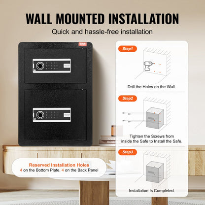 SS-590SM - Secure Double Door Safe Box with LED Light & Adjustable Divider