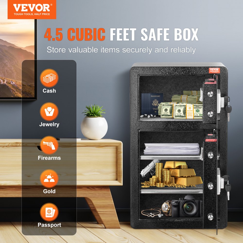 SS-700SM - VEVOR 4.5 cu.ft Fireproof Safe Box with Key Lock