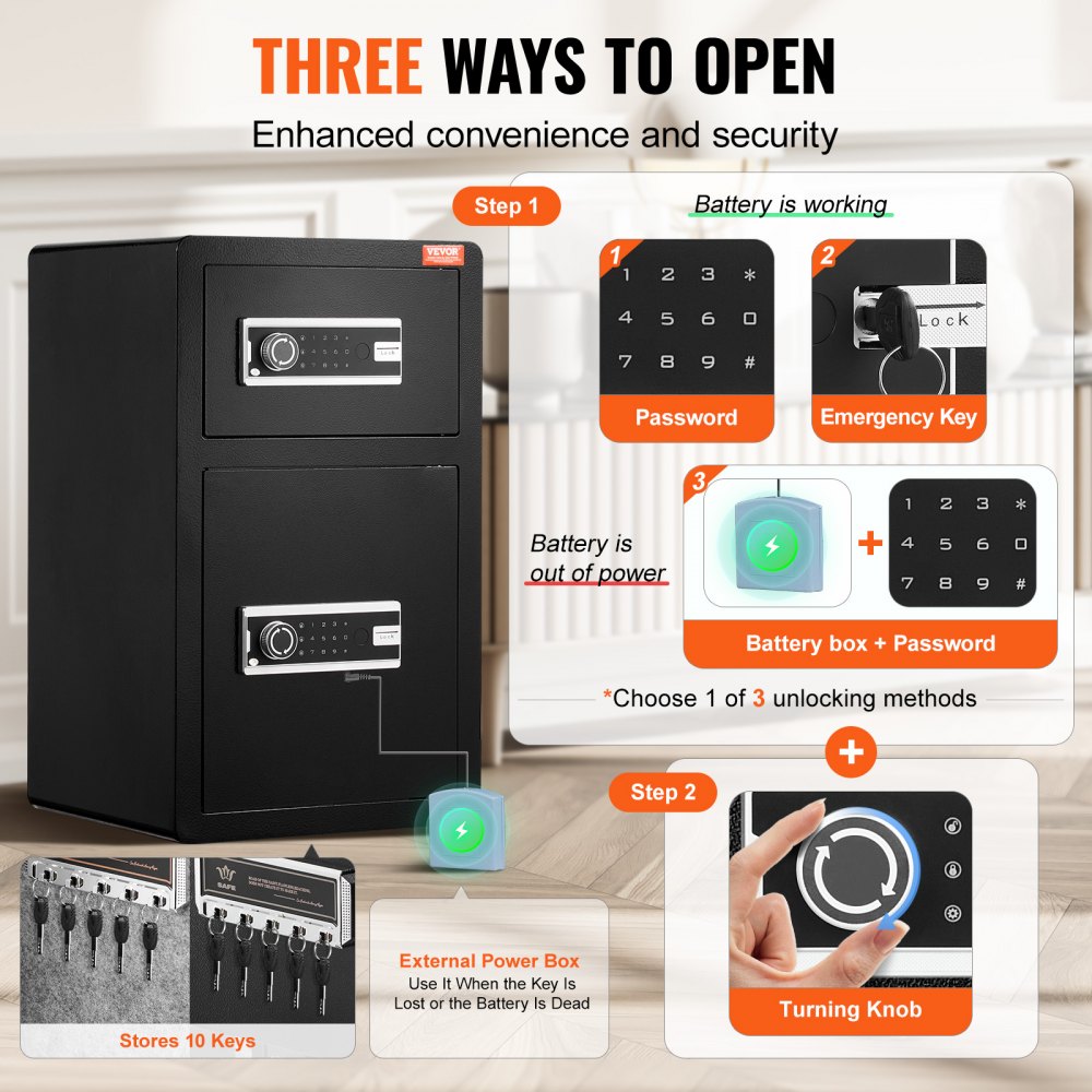 SS-700SM - VEVOR 4.5 cu.ft Fireproof Safe Box with Key Lock