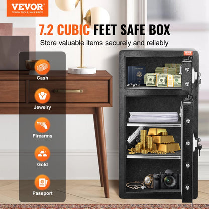 SS-900SM - VEVOR Double Door Safe Box with Key & Password Access
