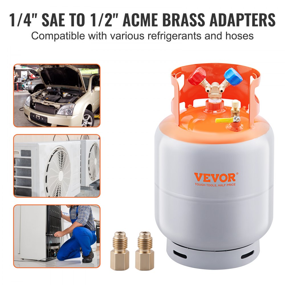 010197282842 - VEVOR 30lb Refrigerant Recovery Tank with 400 PSI Two-Way Valve