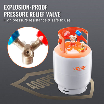 010242157657 - Durable 50 lbs Refrigerant Recovery Cylinder, 400 psi High Pressure Tank