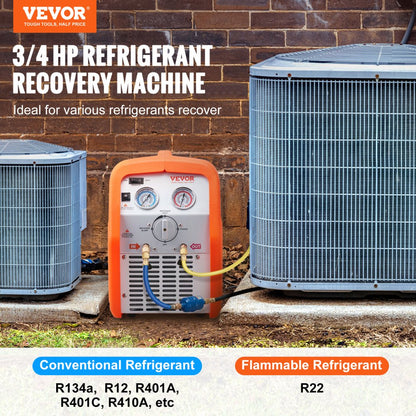 010236192440 - 29.5 lbs Portable Refrigerant Recovery Machine with High-Pressure Protection