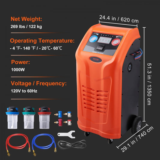 010693004203 - Dual Cylinder VEVOR Automatic Refrigerant Recovery Machine with Display