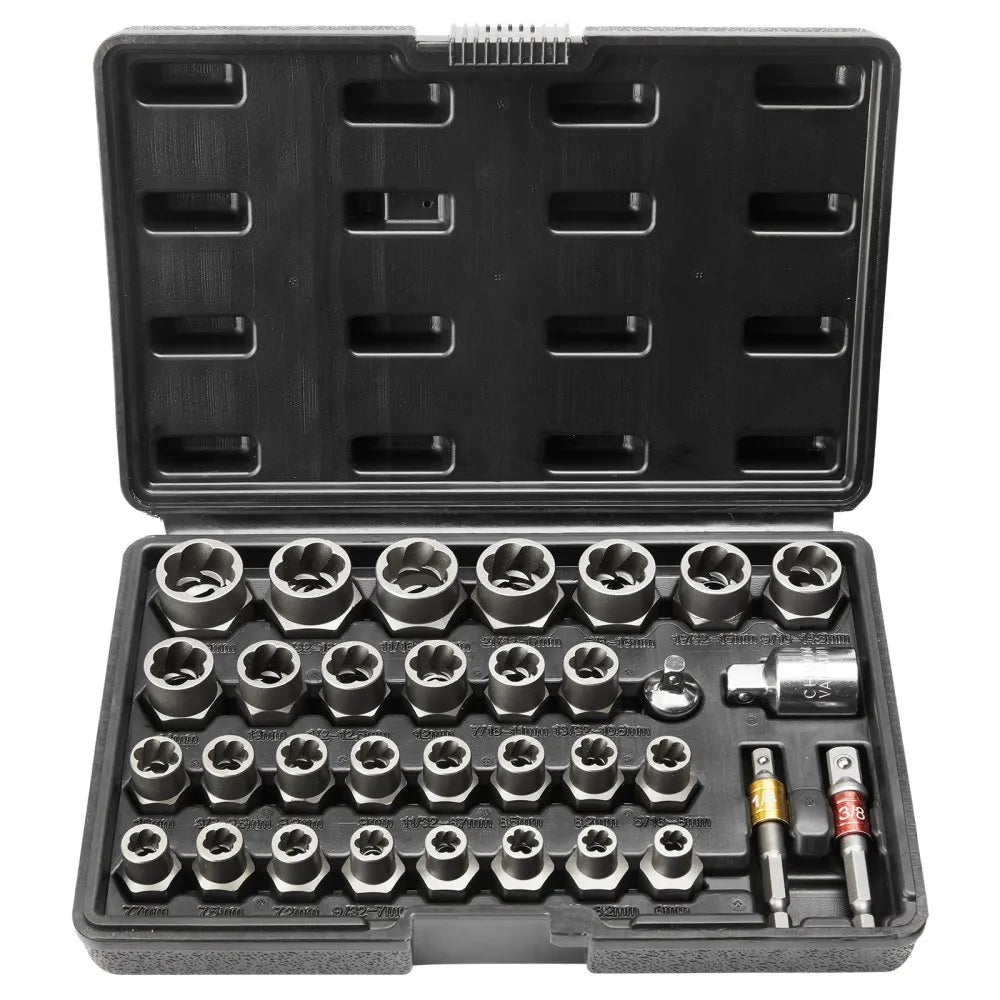 YM-29 - 29-Piece Bolt Extractor Set, Durable CR-MO Steel, 6mm to 3/4"