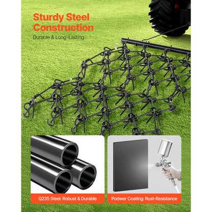 VDH-44 - 88in Wide Heavy-Duty Chain Harrow for Soil Leveling & Aeration