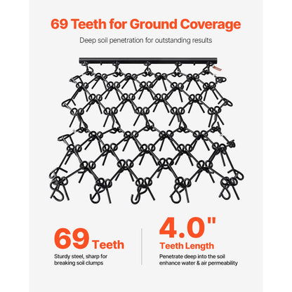 VDH-44 - 88in Wide Heavy-Duty Chain Harrow for Soil Leveling & Aeration
