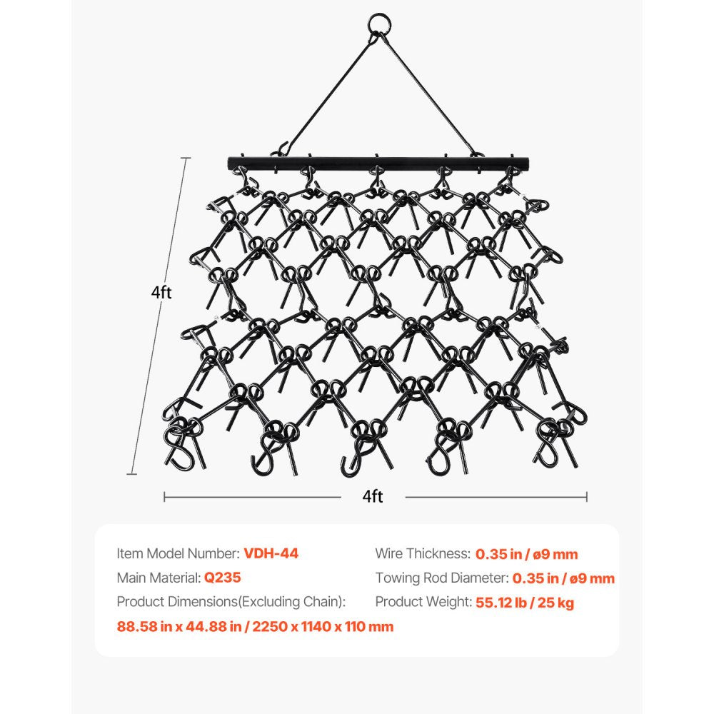 VDH-44 - 88in Wide Heavy-Duty Chain Harrow for Soil Leveling & Aeration