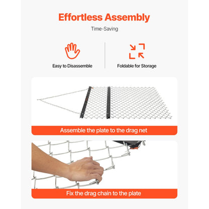 VDM-45 - Heavy-Duty 59.84" x 48.82" Chain Harrow for ATVs and Tractors