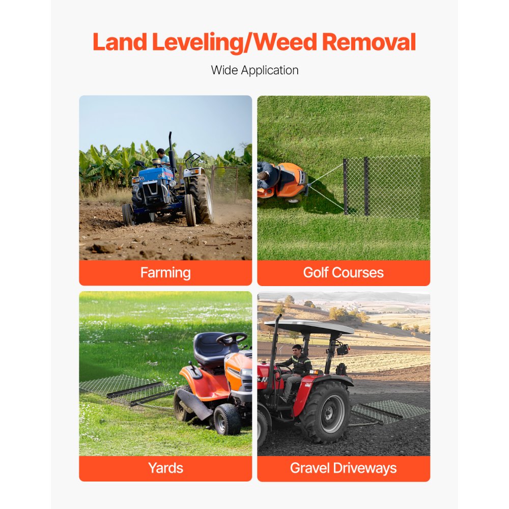 VDM-45 - Heavy-Duty 59.84" x 48.82" Chain Harrow for ATVs and Tractors