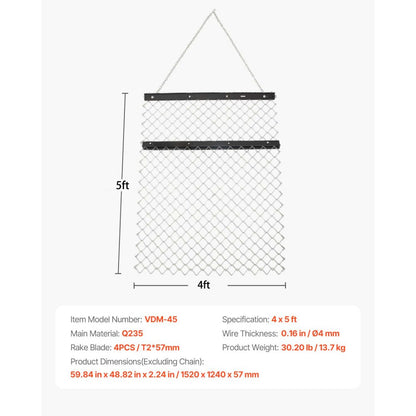 VDM-45 - Heavy-Duty 59.84" x 48.82" Chain Harrow for ATVs and Tractors