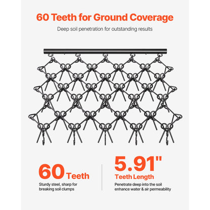 VDH545 - Heavy-Duty 70in Chain Harrow Rake for Efficient Soil Leveling