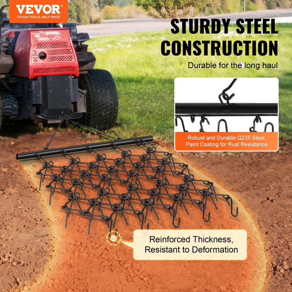 LJY1113 - 4'x4' Heavy-Duty Chain Harrow with 69 Steel Tines