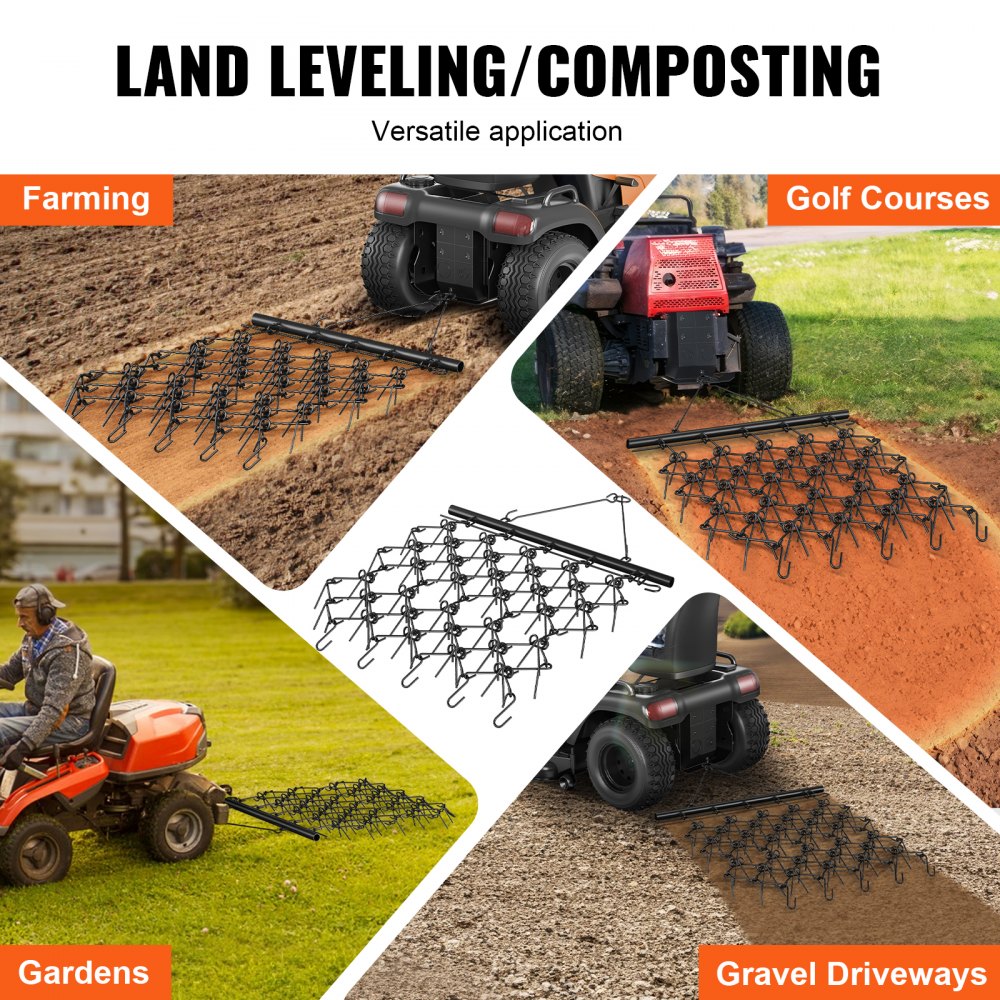 LJY1113 - 4'x4' Heavy-Duty Chain Harrow with 69 Steel Tines