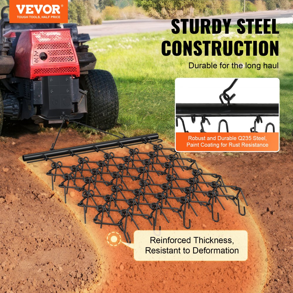 LJY1114 - 4'x5.6' Heavy-Duty Chain Drag Harrow for Landscaping Tasks