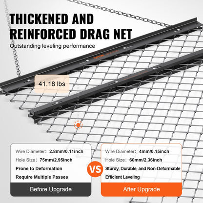 LJY1117 - 4' x 5' Steel Drag Harrow for ATV & Tractors