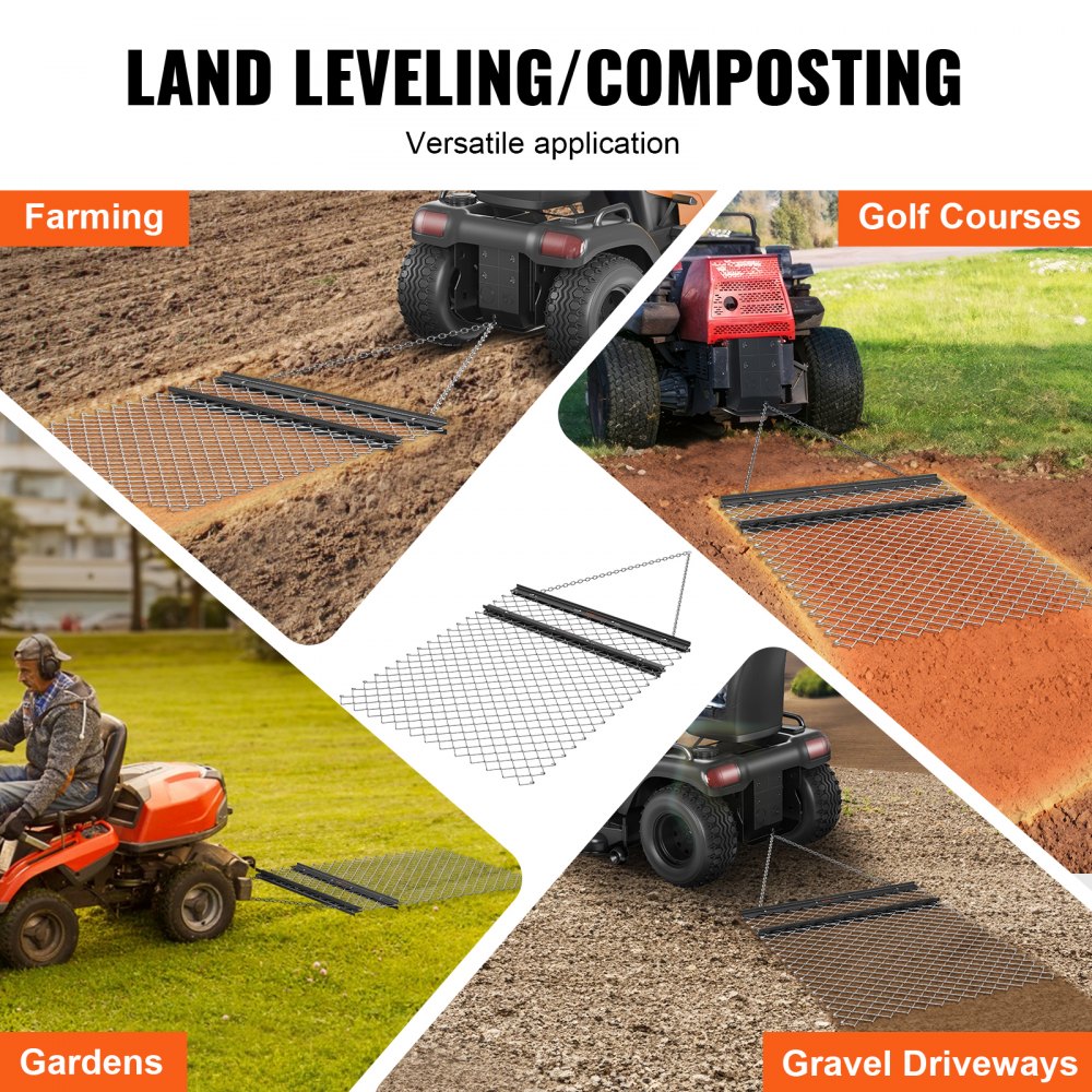 LJY1117 - 4' x 5' Steel Drag Harrow for ATV & Tractors