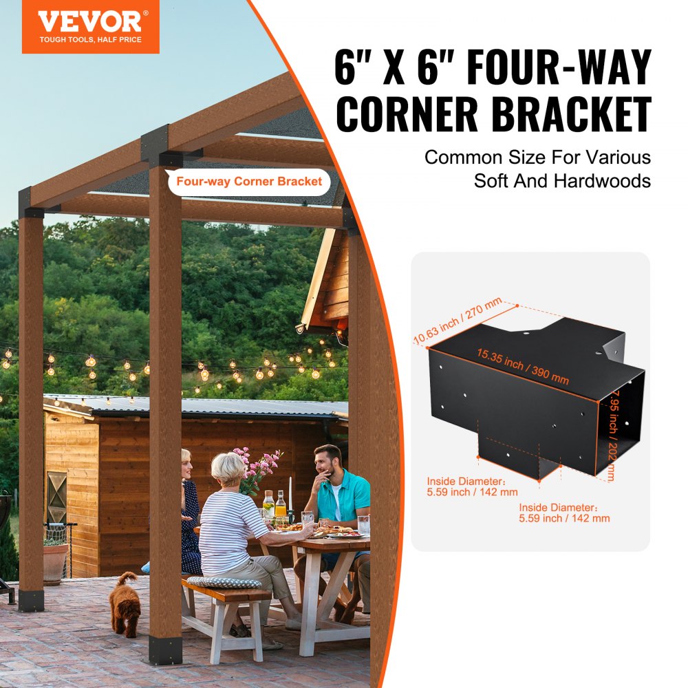 SSF2 - 90° Carbon Steel Pergola Bracket Kit for Stability