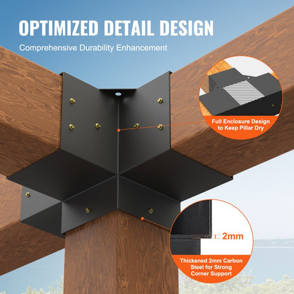 SSF2 - 90° Carbon Steel Pergola Bracket Kit for Stability
