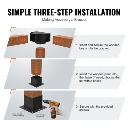 SSF2 - 90° Carbon Steel Pergola Bracket Kit for Stability
