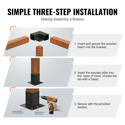 SSC4 - Durable 4"x4" Carbon Steel Pergola Bracket Kit