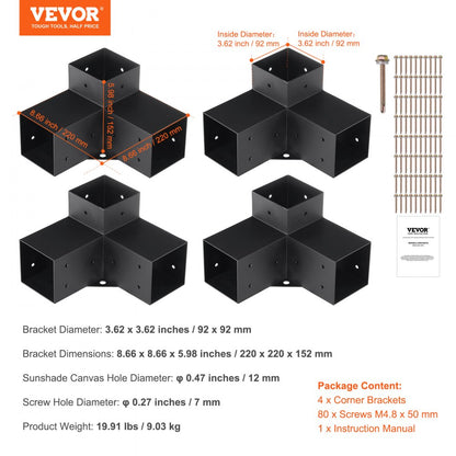 SSC4 - Durable 4"x4" Carbon Steel Pergola Bracket Kit