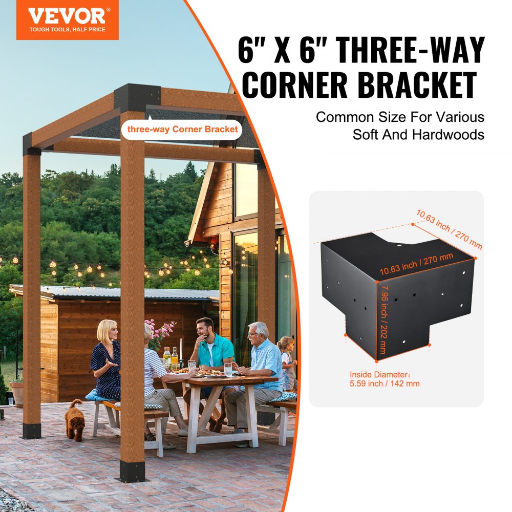 SSD4 - Durable 6''x6'' Pergola Bracket Kit in 2mm Carbon Steel