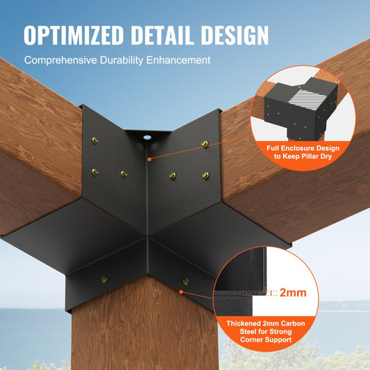 SSD4 - Durable 6''x6'' Pergola Bracket Kit in 2mm Carbon Steel