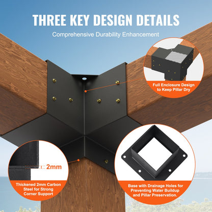 SSB4D4 - 6"x6" Carbon Steel Pergola Bracket Kit, Durable & Stable