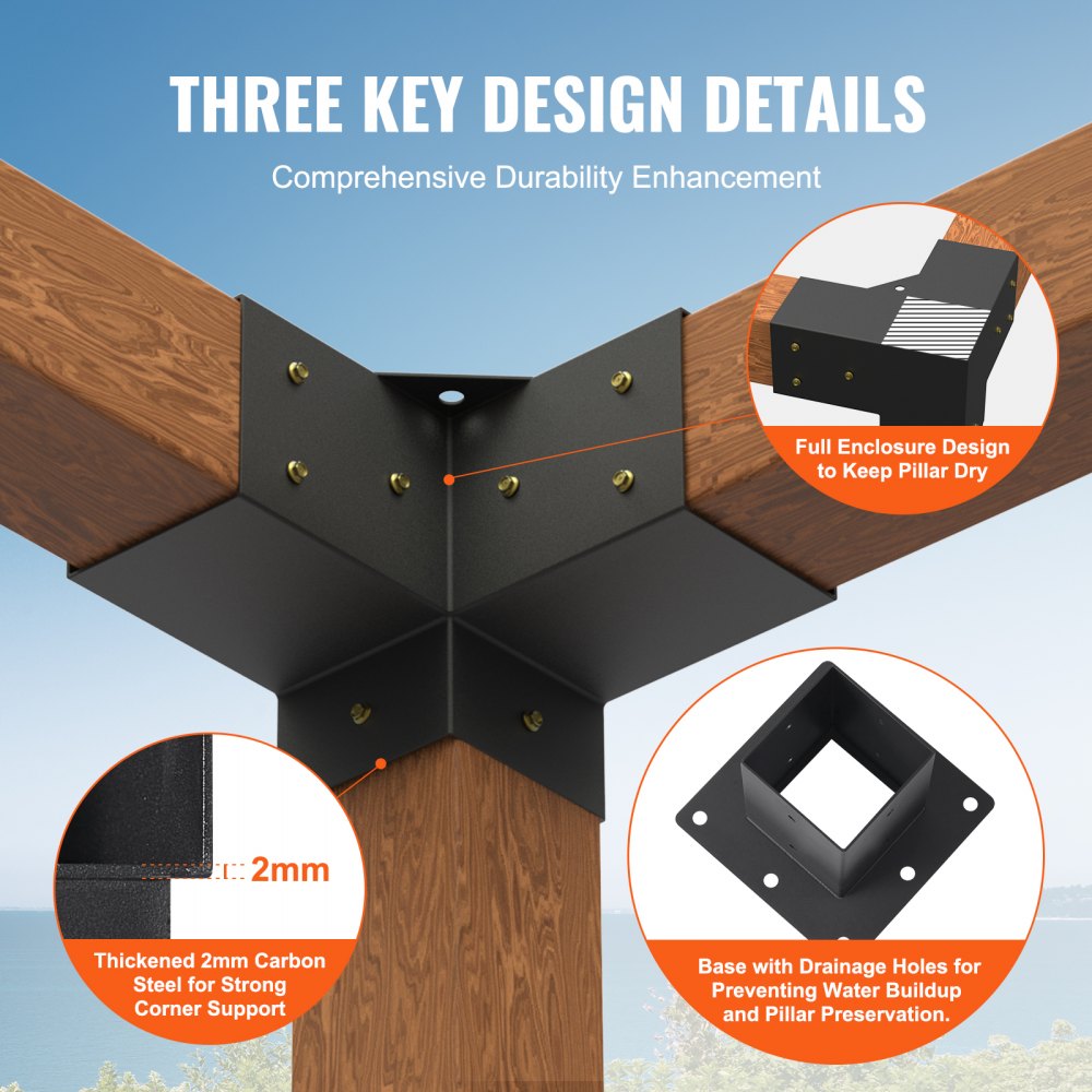 SSA4C4 - Durable 4"x4" Pergola Bracket Kit with Corrosion Resistance