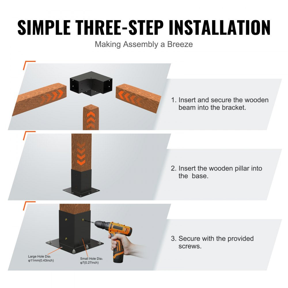SSA4C4 - Durable 4"x4" Pergola Bracket Kit with Corrosion Resistance