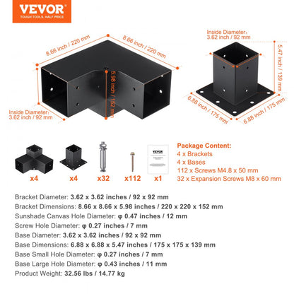 SSA4C4 - Durable 4"x4" Pergola Bracket Kit with Corrosion Resistance