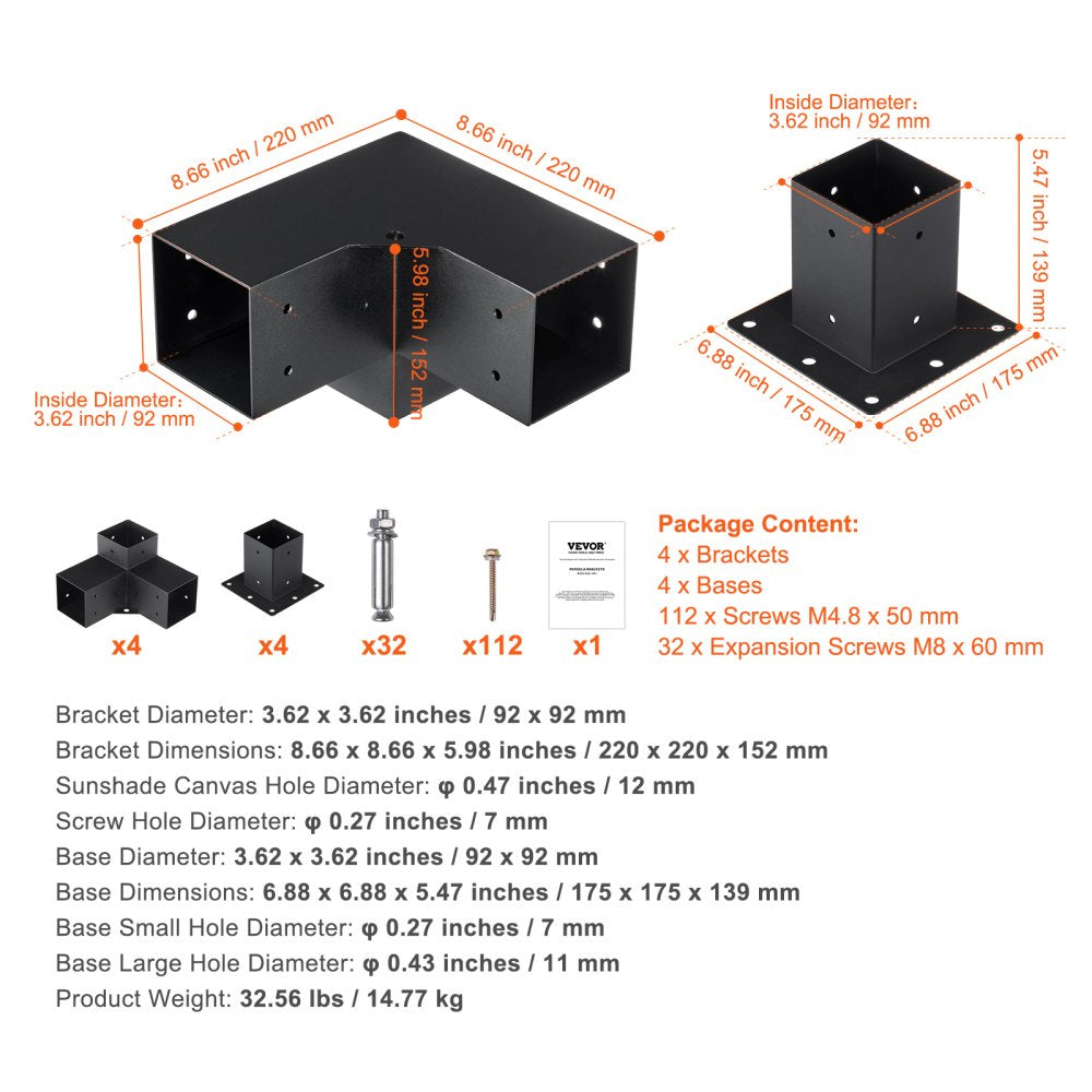 SSA4C4 - Durable 4"x4" Pergola Bracket Kit with Corrosion Resistance