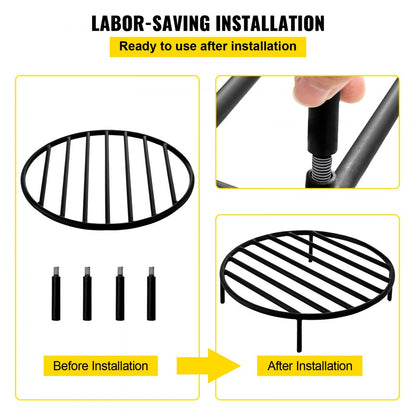 VV-LPYXYG-191935 - 19" Round Steel Fire Pit Grate with Airflow Feature