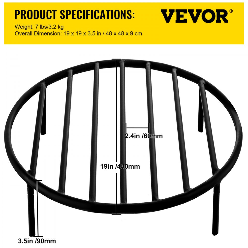 VV-LPYXYG-191935 - 19" Round Steel Fire Pit Grate with Airflow Feature