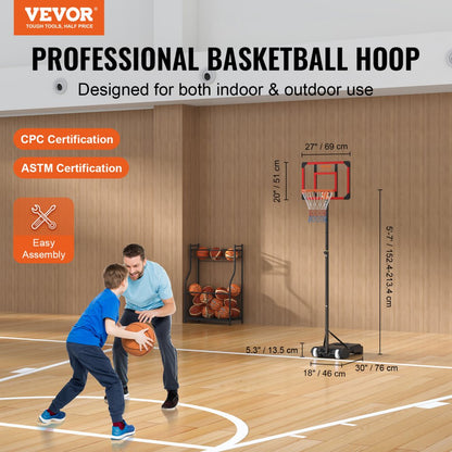 BCP0182 - Portable Adjustable Basketball Hoop for All Ages with Wheels