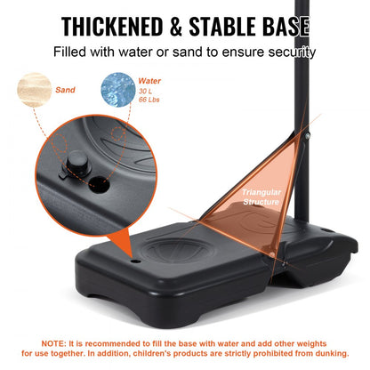 BCP0182 - Portable Adjustable Basketball Hoop for All Ages with Wheels