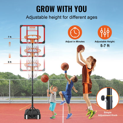 BCP0182 - Portable Adjustable Basketball Hoop for All Ages with Wheels