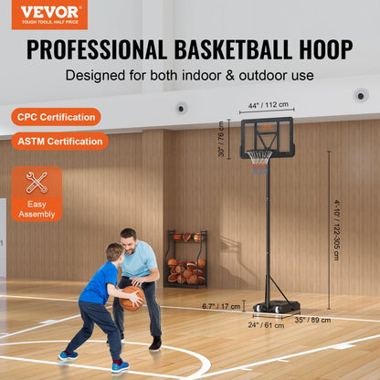 M021A-2 - Adjustable 4-10 ft VEVOR Basketball Hoop for All Ages
