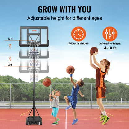 M021A-2 - Adjustable 4-10 ft VEVOR Basketball Hoop for All Ages