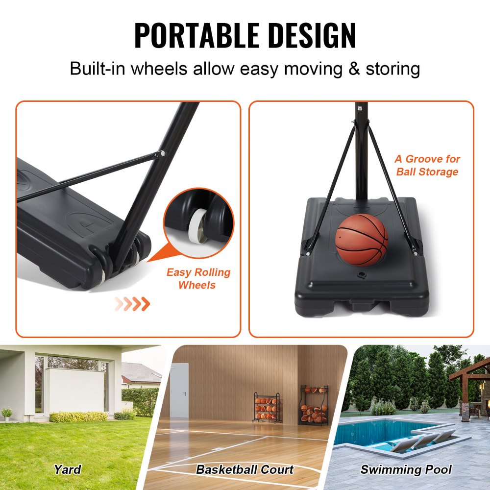 M021A-2 - Adjustable 4-10 ft VEVOR Basketball Hoop for All Ages