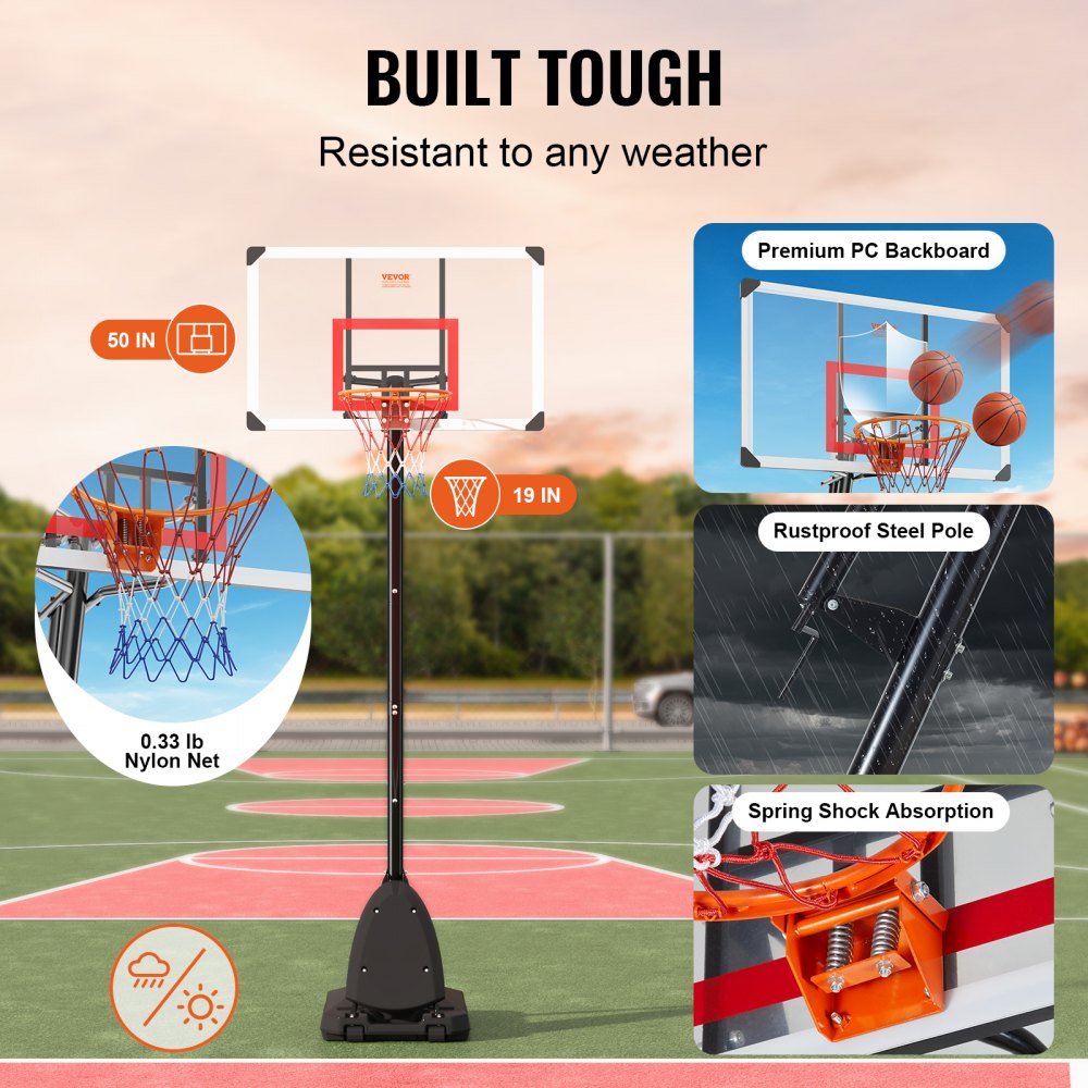 B025B - Adjustable 7.6-10 ft Basketball Hoop with Wheels