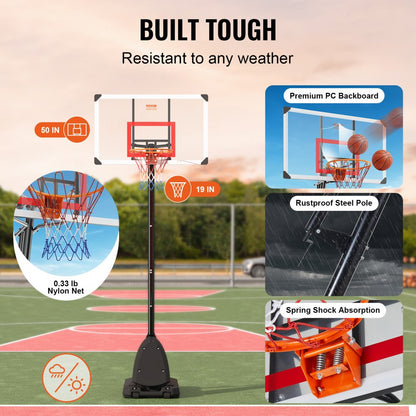 B025B - Adjustable 7.6-10 ft Basketball Hoop with Wheels