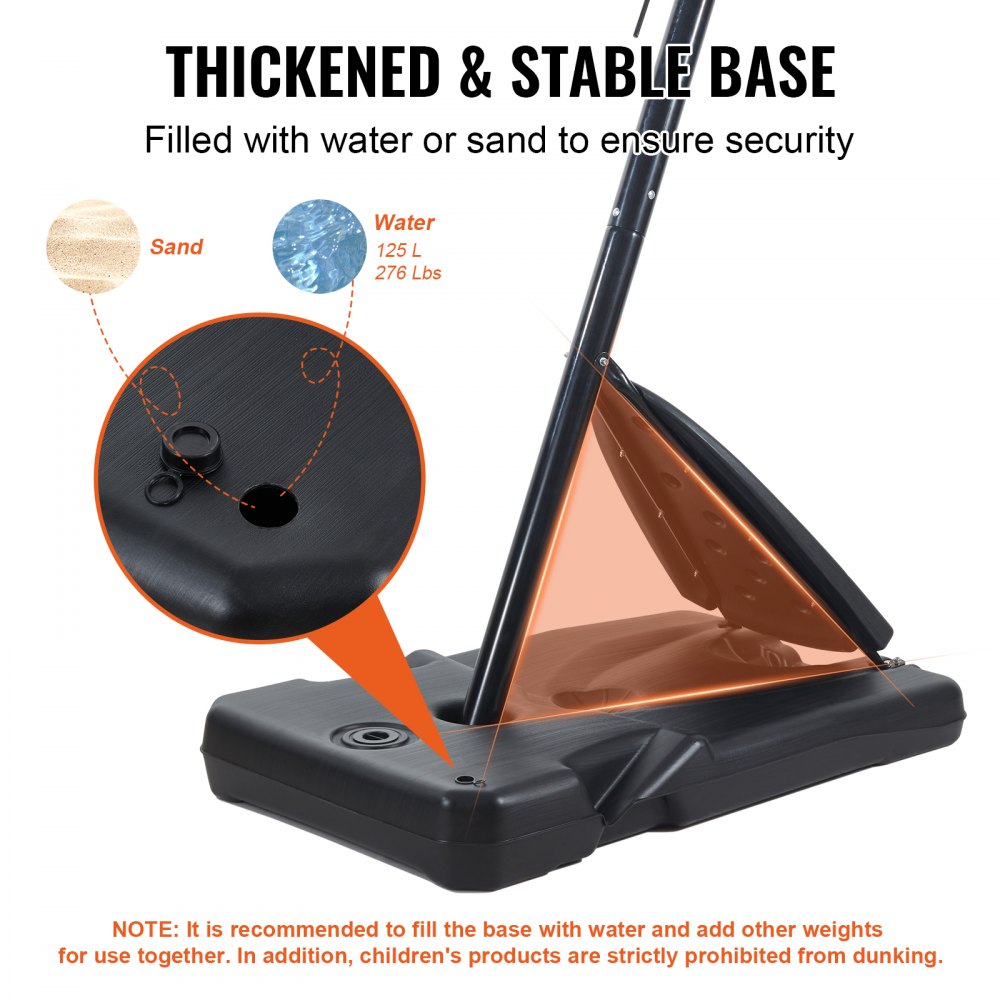 B016B - Adjustable 54" Basketball Hoop, 7.6-10 ft, Mobile Design