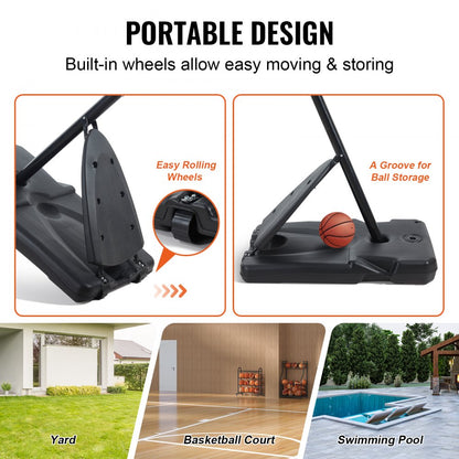B016B - Adjustable 54" Basketball Hoop, 7.6-10 ft, Mobile Design