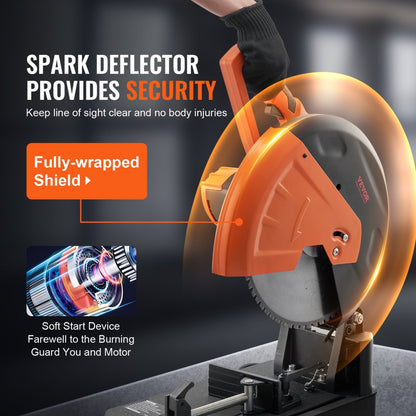 J1G-ZB-355G-3 - 14" VEVOR Chop Saw with 2800W Motor & Adjustable Angles